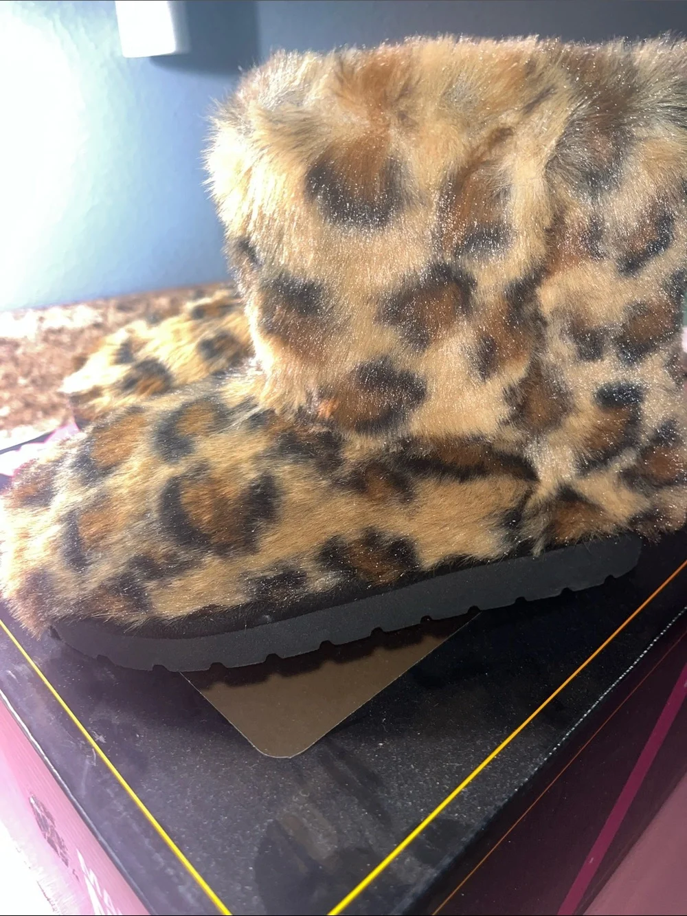 Madden NYC Kids Leopard Print Faux Fur Slippers - Brown
